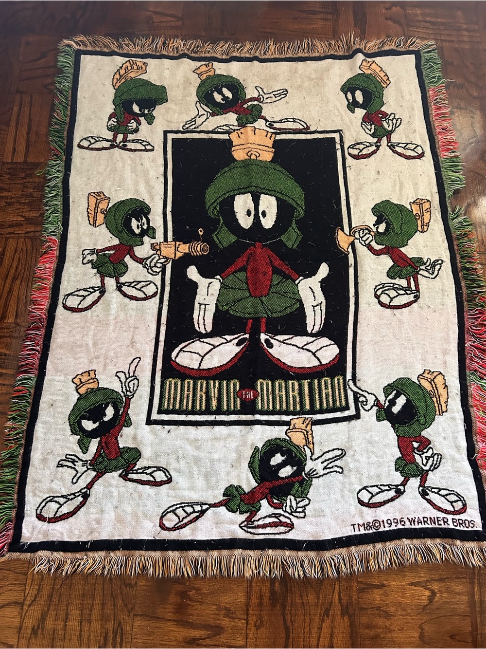 Warner Bros. Marvin the Martian Multicolor Woven Throw 1996 Vintage